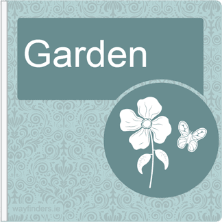 Dementia Friendly Sign Projecting Garden Sign Blue